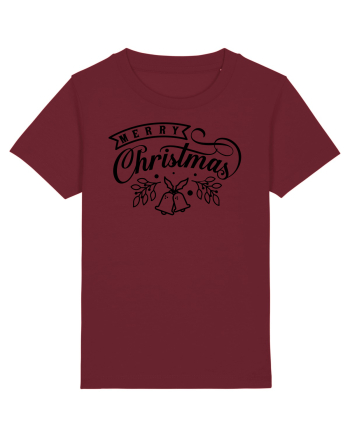 Merry Christmas Black Bells Burgundy