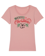 Merry Christmas Bell Green Tricou mânecă scurtă guler larg fitted Damă Expresser