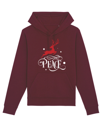 Peace White Reindeer Red Burgundy