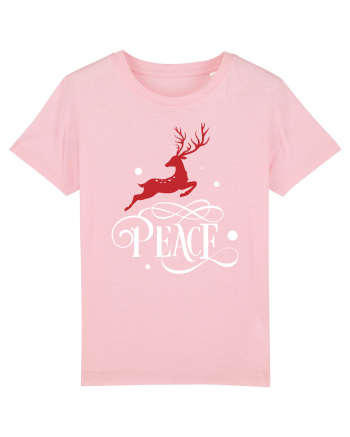 Peace White Reindeer Red Cotton Pink