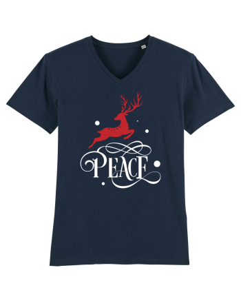 Peace White Reindeer Red French Navy
