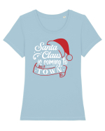 Santa Claus is coming to town White and Red Tricou mânecă scurtă guler larg fitted Damă Expresser