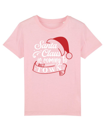 Santa Claus is coming to town White and Red Cotton Pink