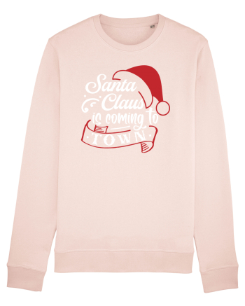 Santa Claus is coming to town White and Red Candy Pink