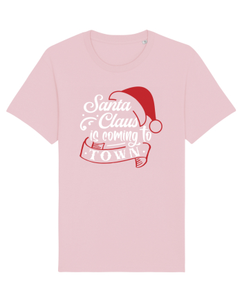 Santa Claus is coming to town White and Red Cotton Pink