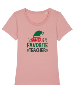 Santas Favorite Teacher Green Tricou mânecă scurtă guler larg fitted Damă Expresser