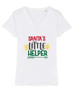 Santas Little Helper Green Tricou mânecă scurtă guler V Damă Evoker