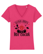 Sleigh Rides and Hot Cocoa Tricou mânecă scurtă guler V Damă Evoker