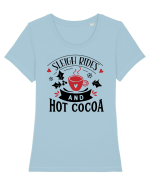 Sleigh Rides and Hot Cocoa Tricou mânecă scurtă guler larg fitted Damă Expresser