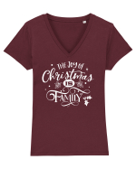 The Joy of Christmas White Tricou mânecă scurtă guler V Damă Evoker