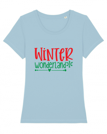 Winter Wonderland Colored Tricou mânecă scurtă guler larg fitted Damă Expresser