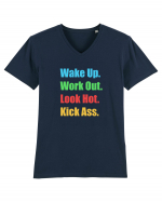 Wake Up. Work Out. Look Hot. Kick Ass Tricou mânecă scurtă guler V Bărbat Presenter