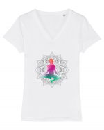 Yoga Lotus Colorat Tricou mânecă scurtă guler V Damă Evoker