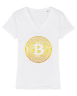 Bitcoin Tricou mânecă scurtă guler V Damă Evoker
