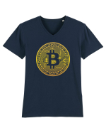Bitcoin Tricou mânecă scurtă guler V Bărbat Presenter