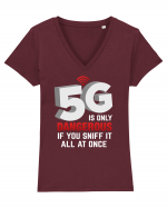 5G Is Dangerous If You Sniff Tricou mânecă scurtă guler V Damă Evoker