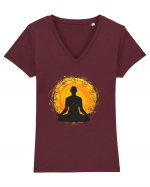 Yoga Lotus Portocaliu Tricou mânecă scurtă guler V Damă Evoker