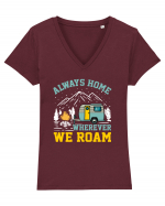 Always Home Wherever We Roam Tricou mânecă scurtă guler V Damă Evoker