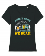 Always Home Wherever We Roam Tricou mânecă scurtă guler larg fitted Damă Expresser