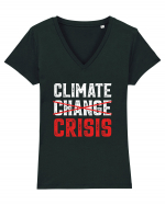 Climate Crisis Tricou mânecă scurtă guler V Damă Evoker