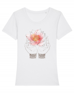 Yoga Lotus Floral Tricou mânecă scurtă guler larg fitted Damă Expresser