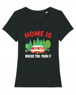 Home Is Where You Park It Tricou mânecă scurtă guler larg fitted Damă Expresser