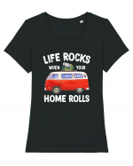 Life Rocks When Your Home Rolls Tricou mânecă scurtă guler larg fitted Damă Expresser