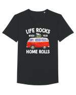 Life Rocks When Your Home Rolls Tricou mânecă scurtă guler larg Bărbat Skater