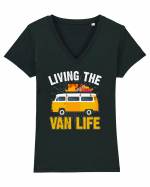 Living The Van Life Tricou mânecă scurtă guler V Damă Evoker