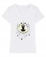 Yoga Lotus Lună Dreamcatcher Tricou mânecă scurtă guler V Damă Evoker