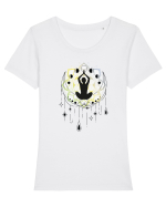 Yoga Lotus Lună Dreamcatcher Tricou mânecă scurtă guler larg fitted Damă Expresser