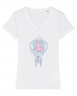 Yoga Lotus Roz Dreamcatcher Tricou mânecă scurtă guler V Damă Evoker