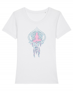 Yoga Lotus Roz Dreamcatcher Tricou mânecă scurtă guler larg fitted Damă Expresser