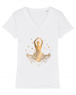 Yoga Fluturi Auriu Lotus Tricou mânecă scurtă guler V Damă Evoker