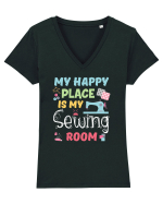 SEWING Tricou mânecă scurtă guler V Damă Evoker