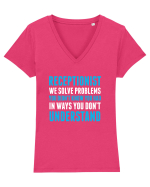 RECEPTIONIST Tricou mânecă scurtă guler V Damă Evoker
