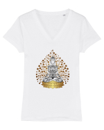 Yoga Lotus Tattoo Auriu Tricou mânecă scurtă guler V Damă Evoker