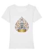Yoga Lotus Tattoo Auriu Tricou mânecă scurtă guler larg fitted Damă Expresser