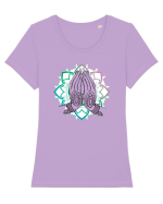 Yoga Lotus Hands Tricou mânecă scurtă guler larg fitted Damă Expresser