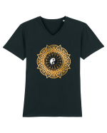 Yoga Lotus Yin Yang Tricou mânecă scurtă guler V Bărbat Presenter