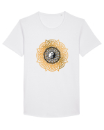 Yoga Lotus Yin Yang Tricou mânecă scurtă guler larg Bărbat Skater