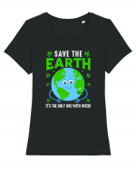 Save The Earth Is The Only One With Weed Tricou mânecă scurtă guler larg fitted Damă Expresser