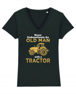 OLD MAN WITH A TRACTOR Tricou mânecă scurtă guler V Damă Evoker