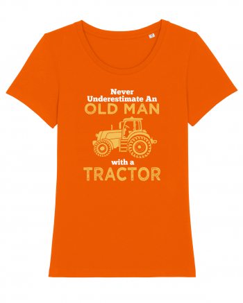 OLD MAN WITH A TRACTOR Bright Orange