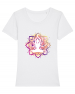 Yoga Lotus Mandala Roz Tricou mânecă scurtă guler larg fitted Damă Expresser