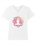 Yoga Lotus Mandala Roz Tricou mânecă scurtă guler V Bărbat Presenter