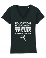 TENNIS Tricou mânecă scurtă guler V Damă Evoker