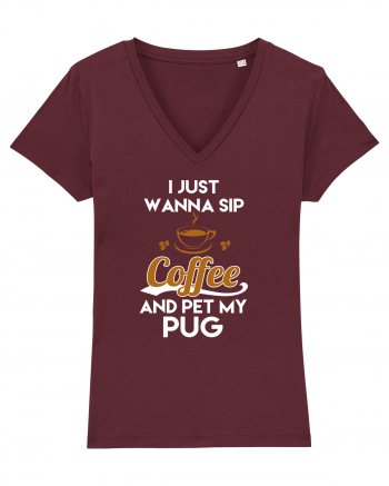 COFFEE AND PUG Burgundy