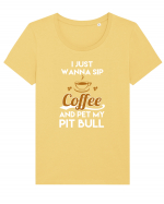 COFFEE AND PIT BULL Tricou mânecă scurtă guler larg fitted Damă Expresser