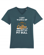 COFFEE AND PIT BULL Tricou mânecă scurtă guler V Bărbat Presenter